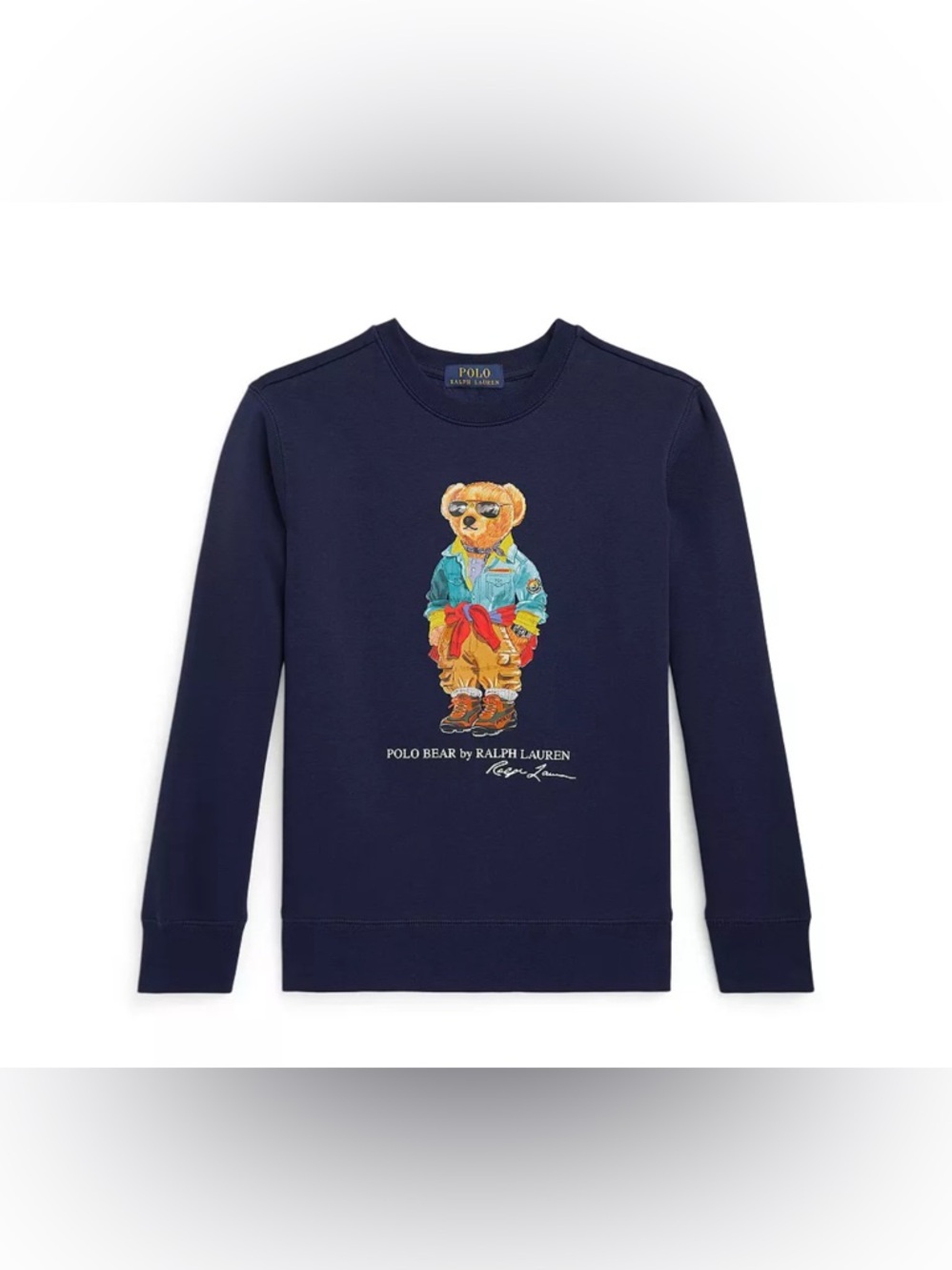 Polo Ralph Lauren Big Boy’s SZ Medium Teddy Bear Fleece Pullover Sweatshirt Blue